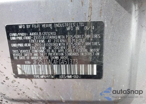 2015 Subaru Forester 2.5I z USA, uszkodzony, nr VIN JF2SJAAC4FG451373